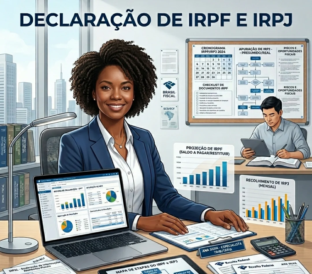 Imagem ilustrativa do serviço de declaração de IRPF e IRPJ